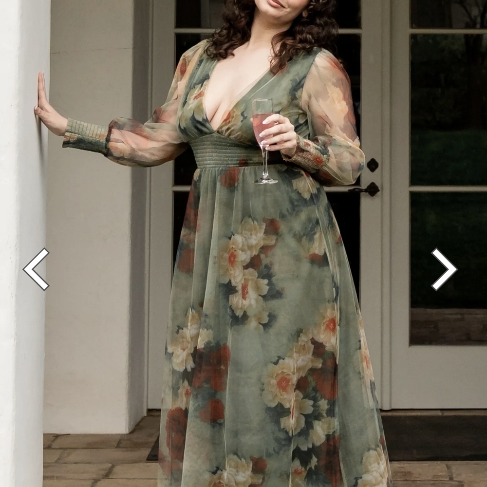 Baltic Born Green Floral Long Sleeve Dress